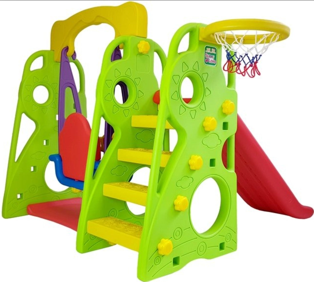 Plastic swing and slide set on sale