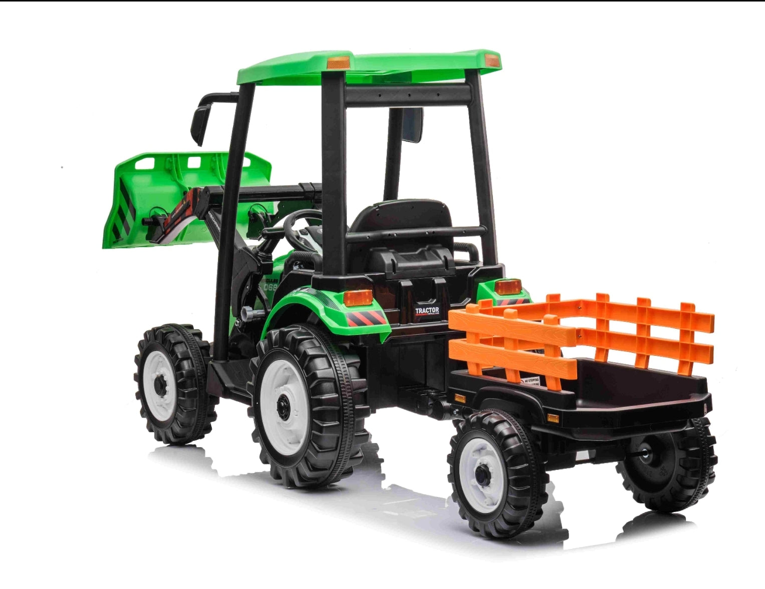 New 24v High roof kids electric ride on tractor with trailer Green